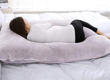 Load image into Gallery viewer, VECELO U-Shaped Pregnancy Full Maternity Pillow with Zipper Removable Cover, Body Pain Relief, Gray
