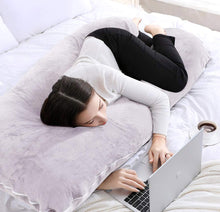Load image into Gallery viewer, VECELO U-Shaped Pregnancy Full Maternity Pillow with Zipper Removable Cover, Body Pain Relief, Gray