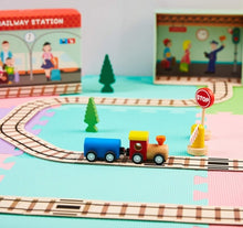 Load image into Gallery viewer, Train Set for Toddlers - 39-Piece Puzzle Train Set - Includes Wooden Toy Train, Railway Puzzle Pieces, Station Signs