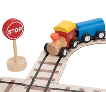 Load image into Gallery viewer, Train Set for Toddlers - 39-Piece Puzzle Train Set - Includes Wooden Toy Train, Railway Puzzle Pieces, Station Signs
