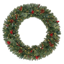 Load image into Gallery viewer, Home Accents Holiday
48 in. Winslow Fir Battery Operated Pre-Lit LED Artificial Christmas Wreath with 436 Tips and 120 Warm White Lights