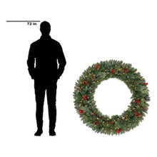 Load image into Gallery viewer, Home Accents Holiday
48 in. Winslow Fir Battery Operated Pre-Lit LED Artificial Christmas Wreath with 436 Tips and 120 Warm White Lights