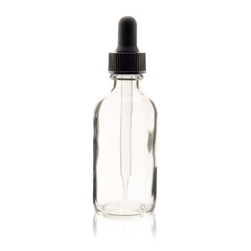 (Box of 6) 2 oz CLEAR Glass Bottle - w/Glass Dropper