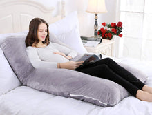 Load image into Gallery viewer, VECELO U-Shaped Pregnancy Full Maternity Pillow with Zipper Removable Cover, Body Pain Relief, Gray
