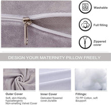 Load image into Gallery viewer, VECELO U-Shaped Pregnancy Full Maternity Pillow with Zipper Removable Cover, Body Pain Relief, Gray
