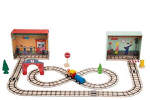 Load image into Gallery viewer, Train Set for Toddlers - 39-Piece Puzzle Train Set - Includes Wooden Toy Train, Railway Puzzle Pieces, Station Signs
