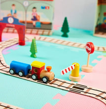 Load image into Gallery viewer, Train Set for Toddlers - 39-Piece Puzzle Train Set - Includes Wooden Toy Train, Railway Puzzle Pieces, Station Signs
