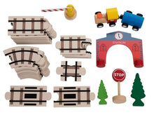 Load image into Gallery viewer, Train Set for Toddlers - 39-Piece Puzzle Train Set - Includes Wooden Toy Train, Railway Puzzle Pieces, Station Signs
