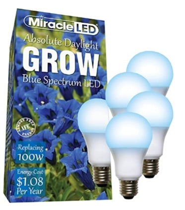 MiracleLED 604448 Absolute Daylight Blue Spectrum Light LED Grow Lightbulb 4-Pack