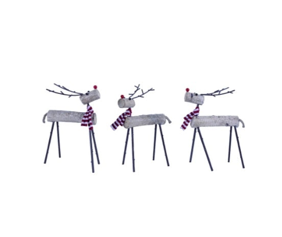 Transpac Resin 10 in. Multicolor Christmas Rustic Reindeer Set of 3