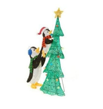 Load image into Gallery viewer, Home Accents Holiday 62 in. 160-Light LED Tinsel Penguins with Tree Outdoor Christmas Decor
